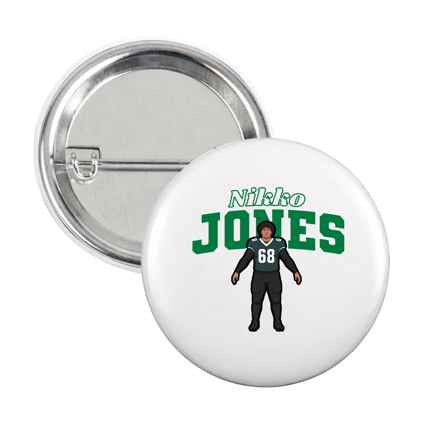 Game Day Button — Name Arch in White
