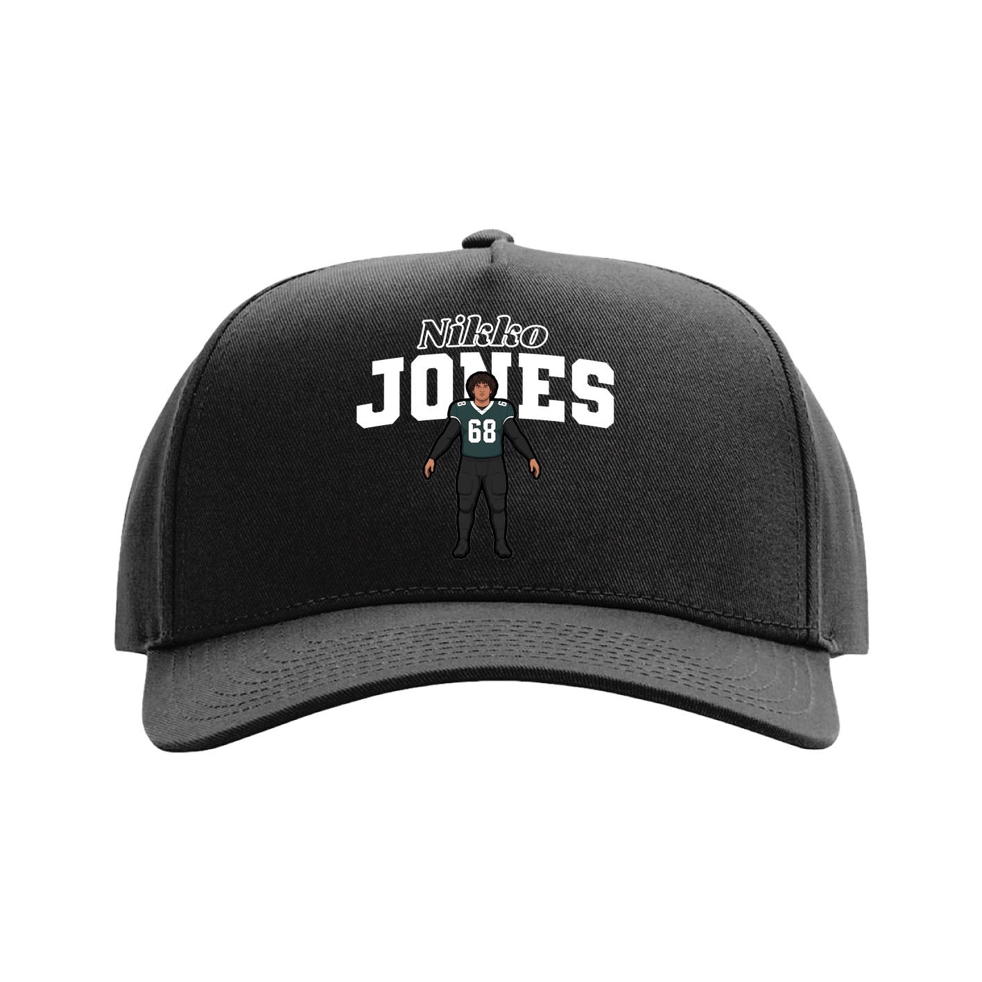 Full Fabric Five-Panel Champ Cap — Name Arch in Black