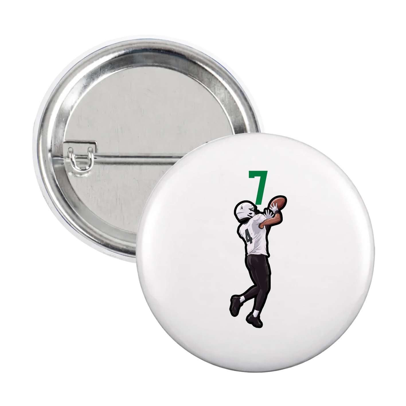 Game Day Button — Number Top in White