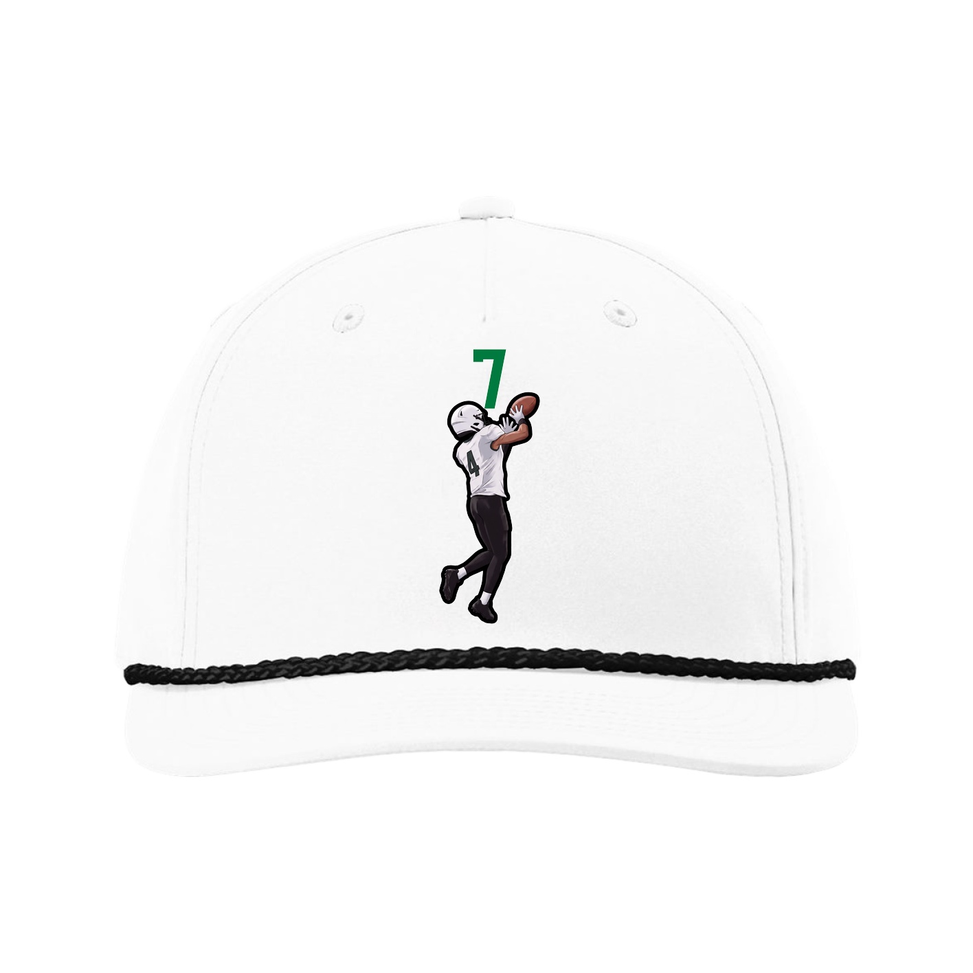 Five-Panel Classic Rope Cap — Number Top in White