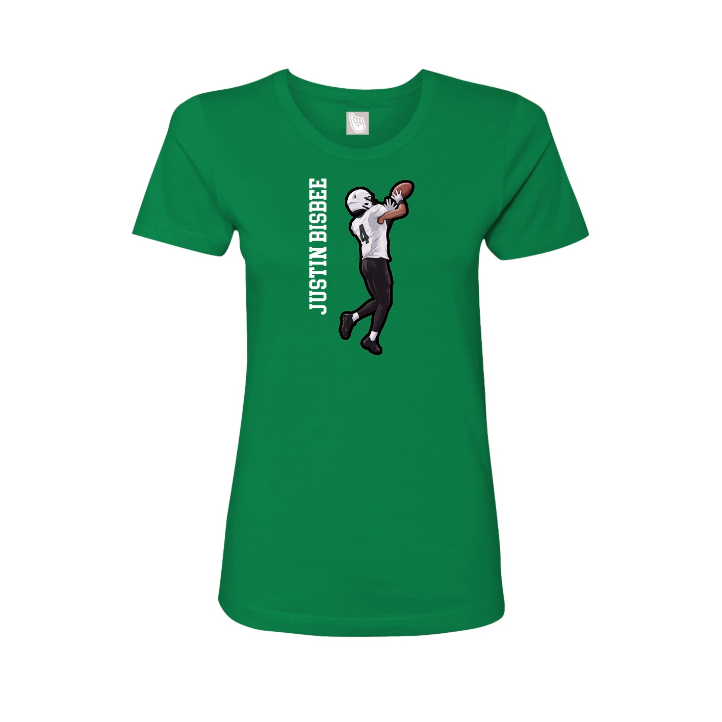 Fitted Women's Tee — Name Vertical in Green