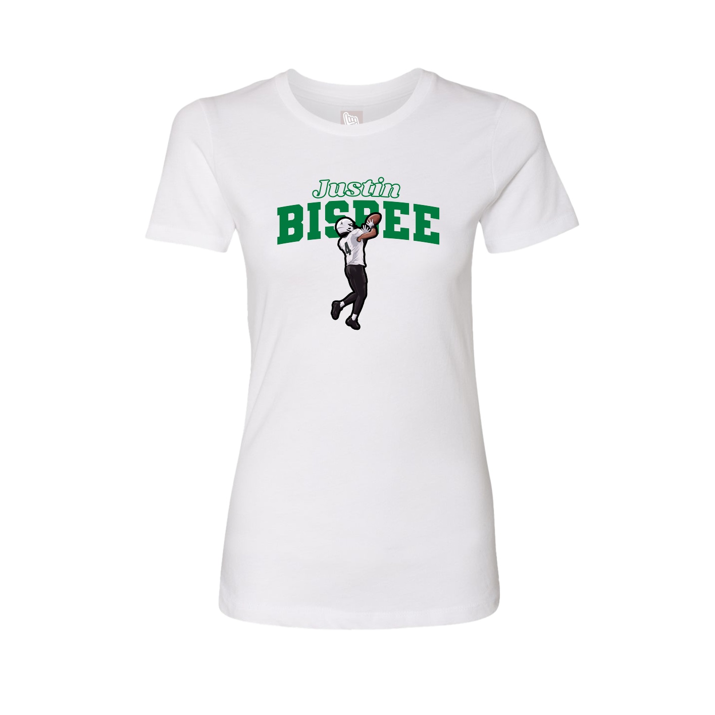 Fitted Women's Tee — Name Arch in White