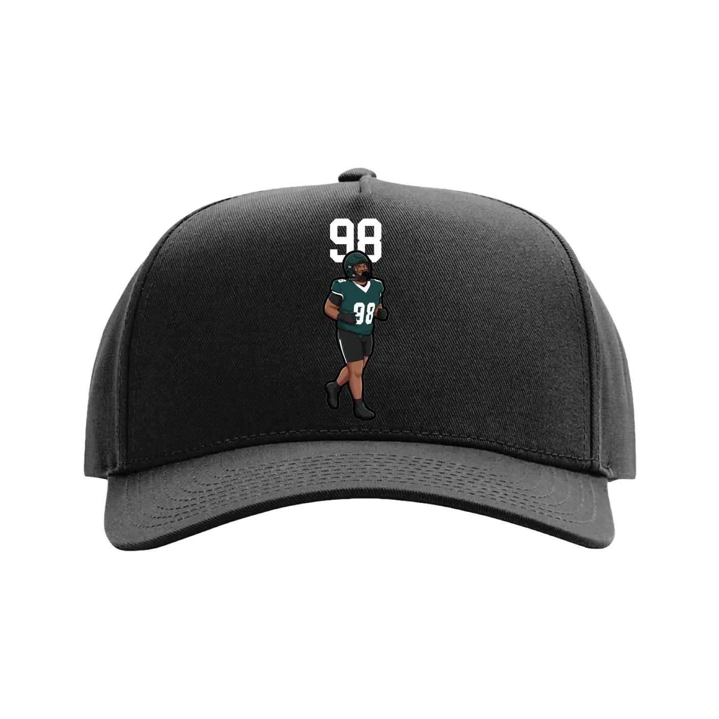 Full Fabric Five-Panel Champ Cap — Number Top in Black