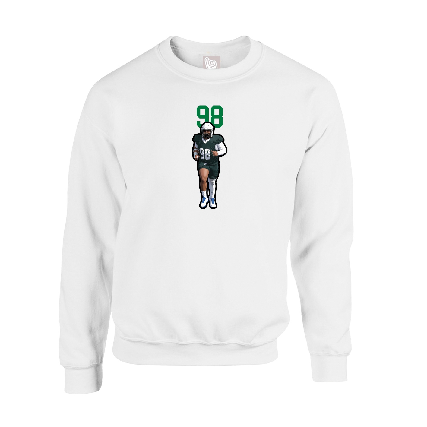 Fleece Crew — Number Top in White