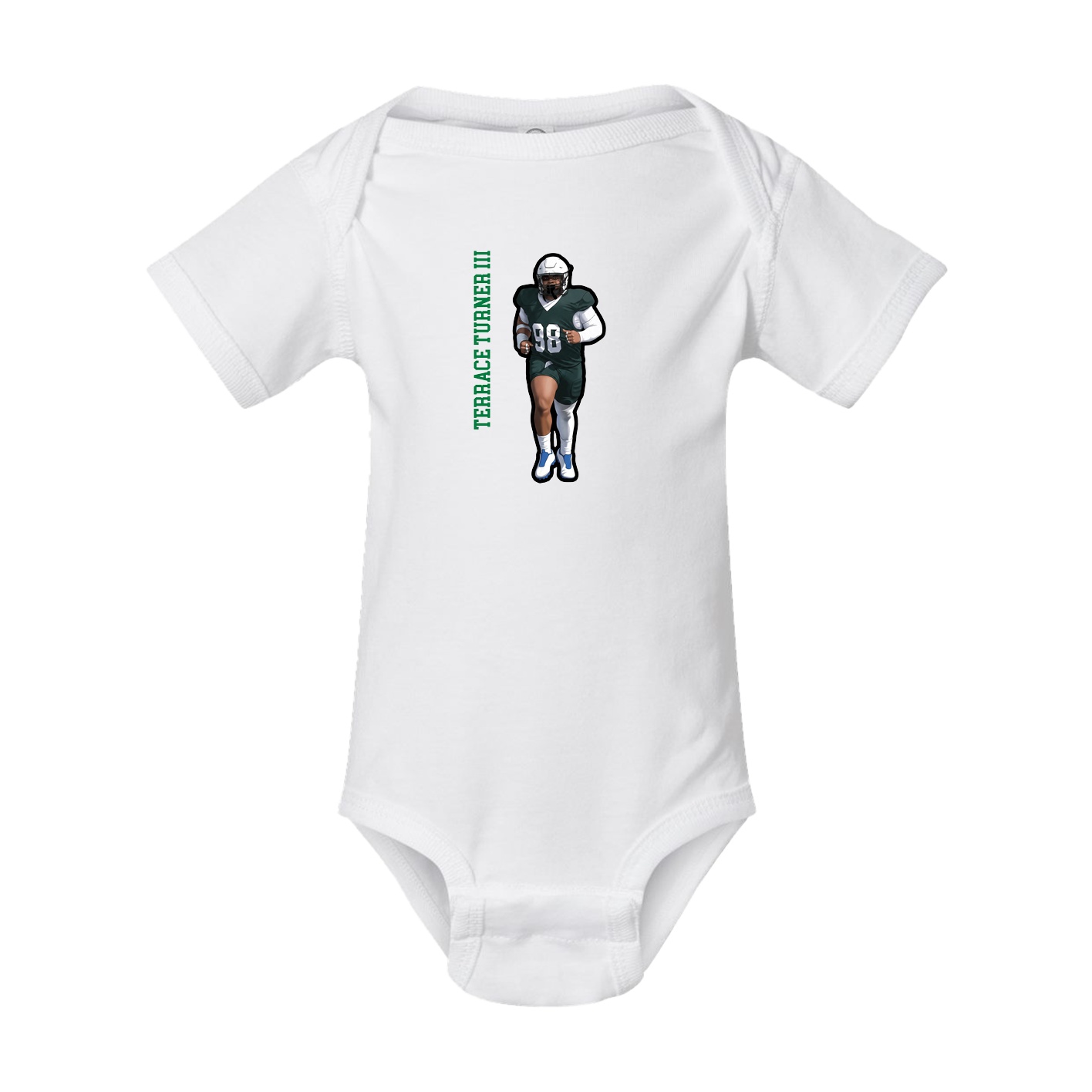 Baby Onesie — Name Vertical in White