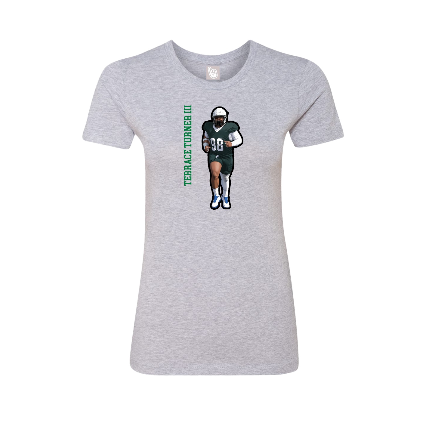 Fitted Women's Tee — Name Vertical in Grey