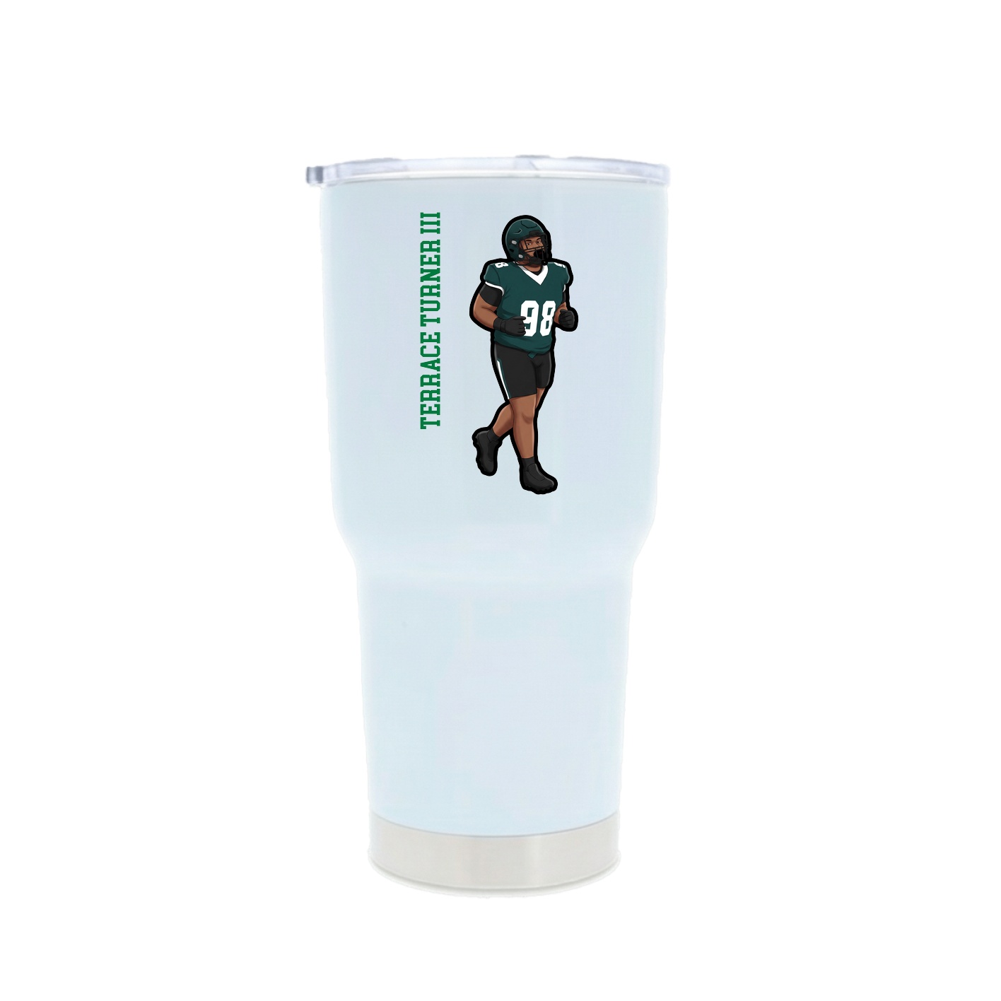 30oz Stainless Steel Tumbler — Name Vertical in White