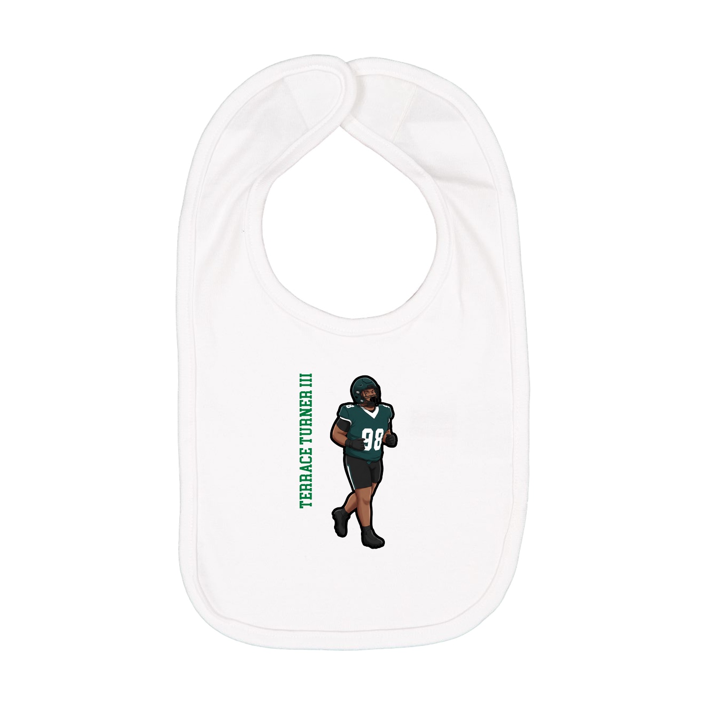 Infant Bib — Name Vertical in White