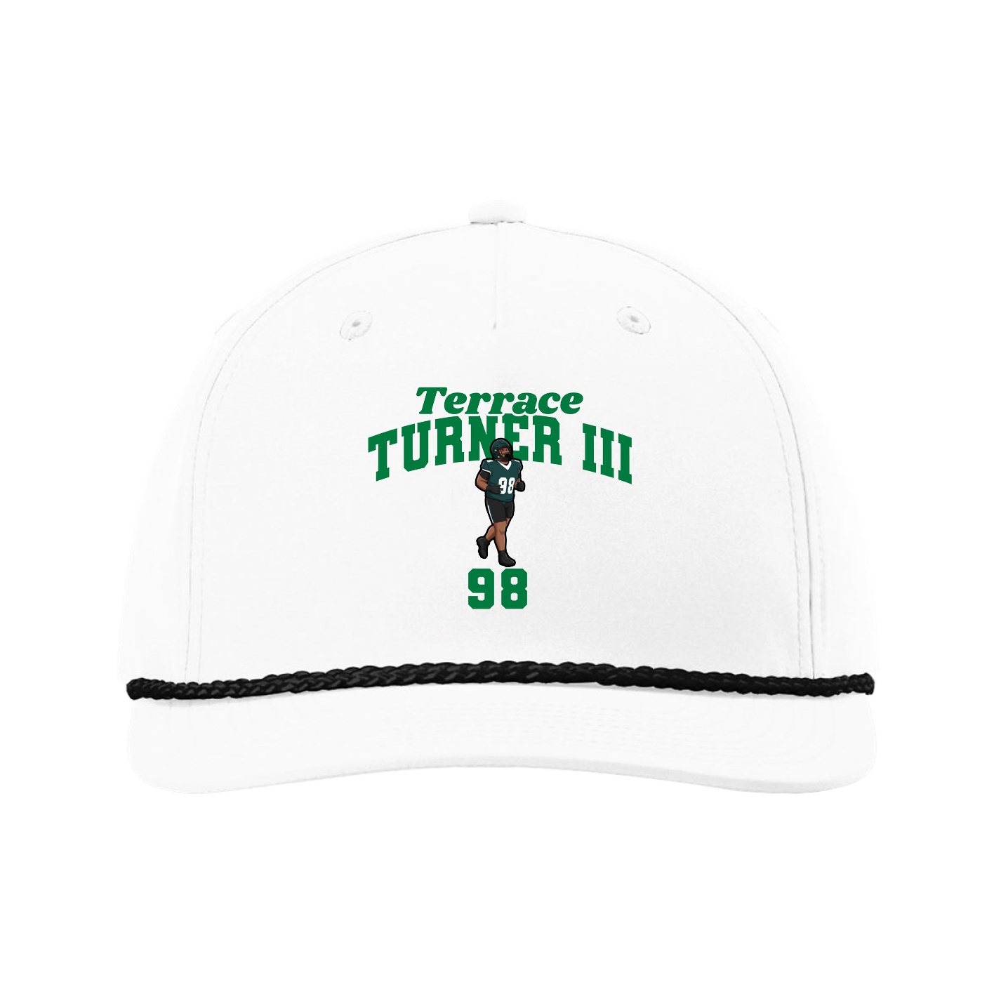 Five-Panel Classic Rope Cap — Signature Arch in White
