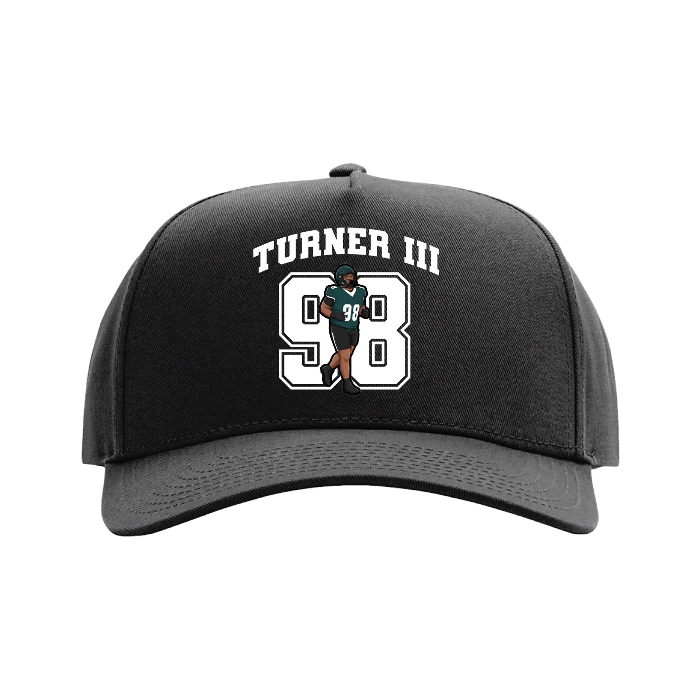 Full Fabric Five-Panel Champ Cap — Number in Black