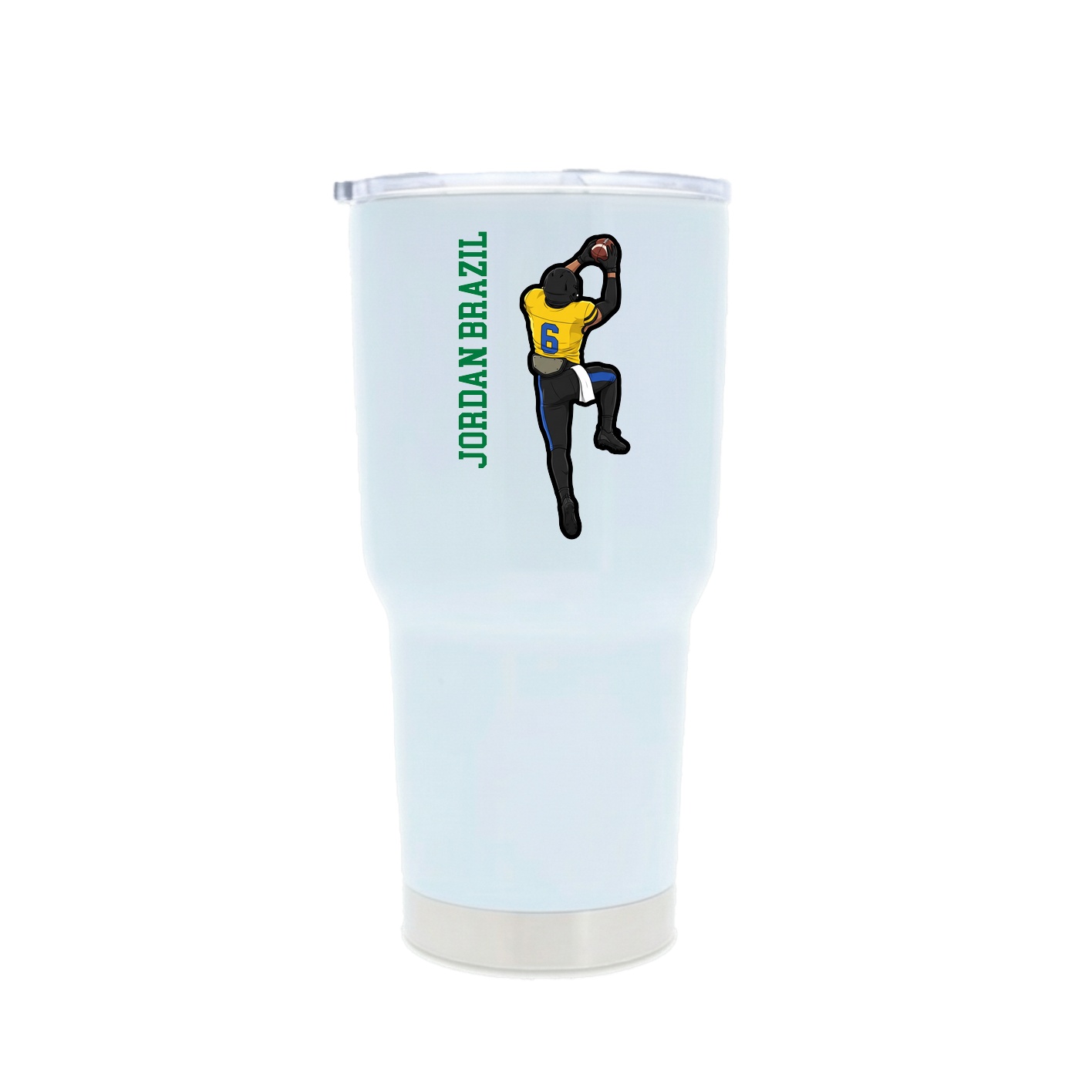 30oz Stainless Steel Tumbler — Name Vertical in White