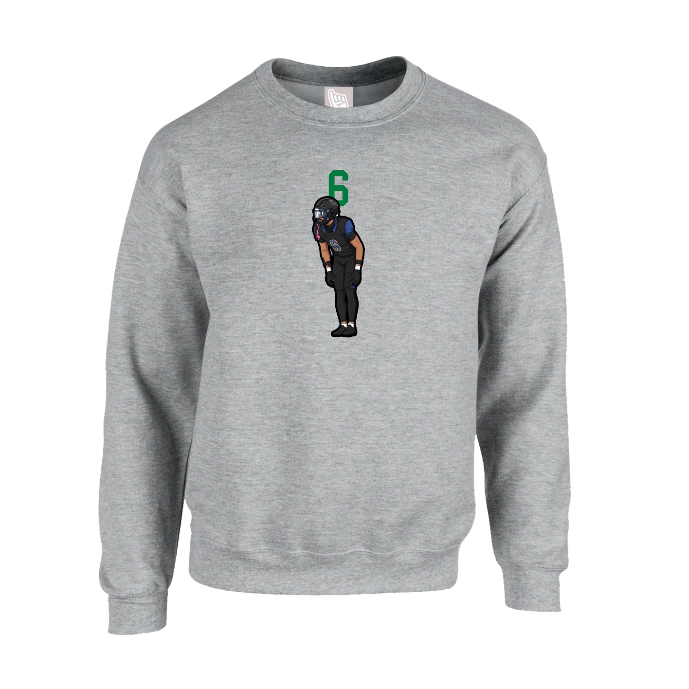 Fleece Crew — Number Top in Grey