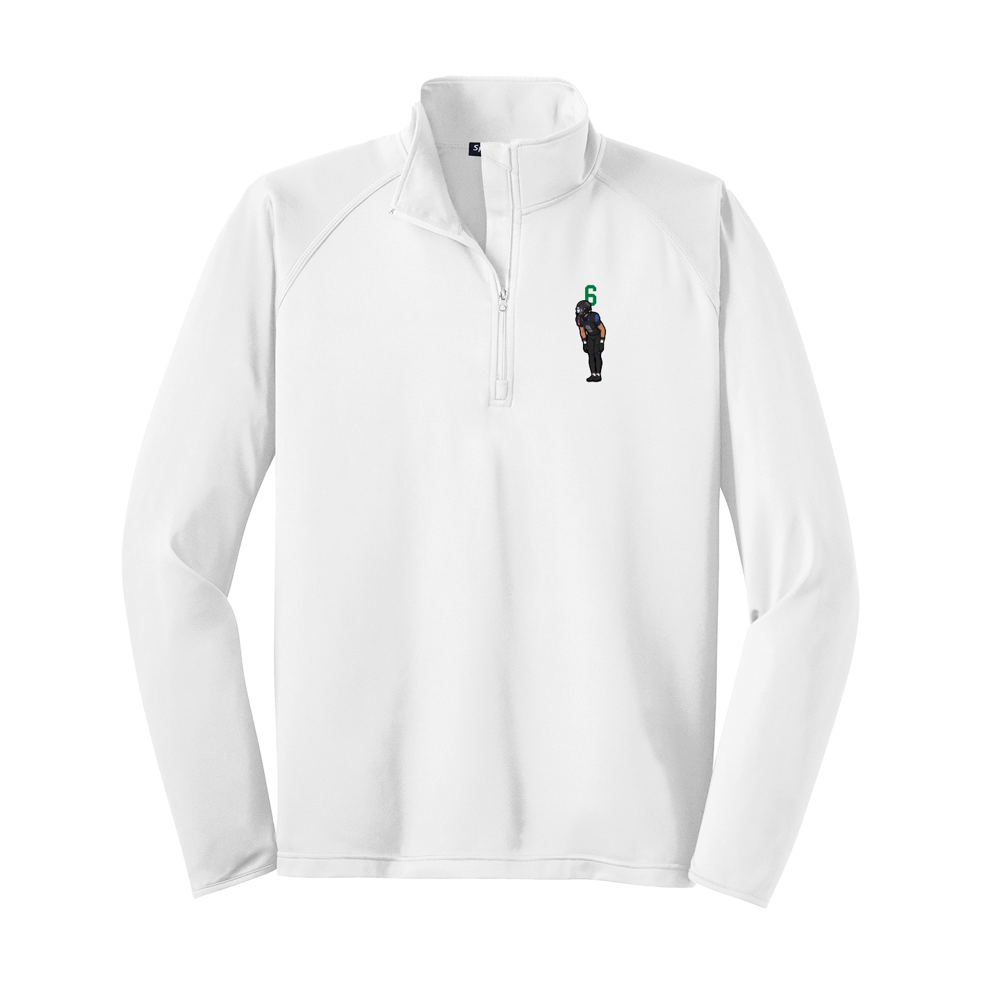 Q-Zip Pullover — Number Top in White