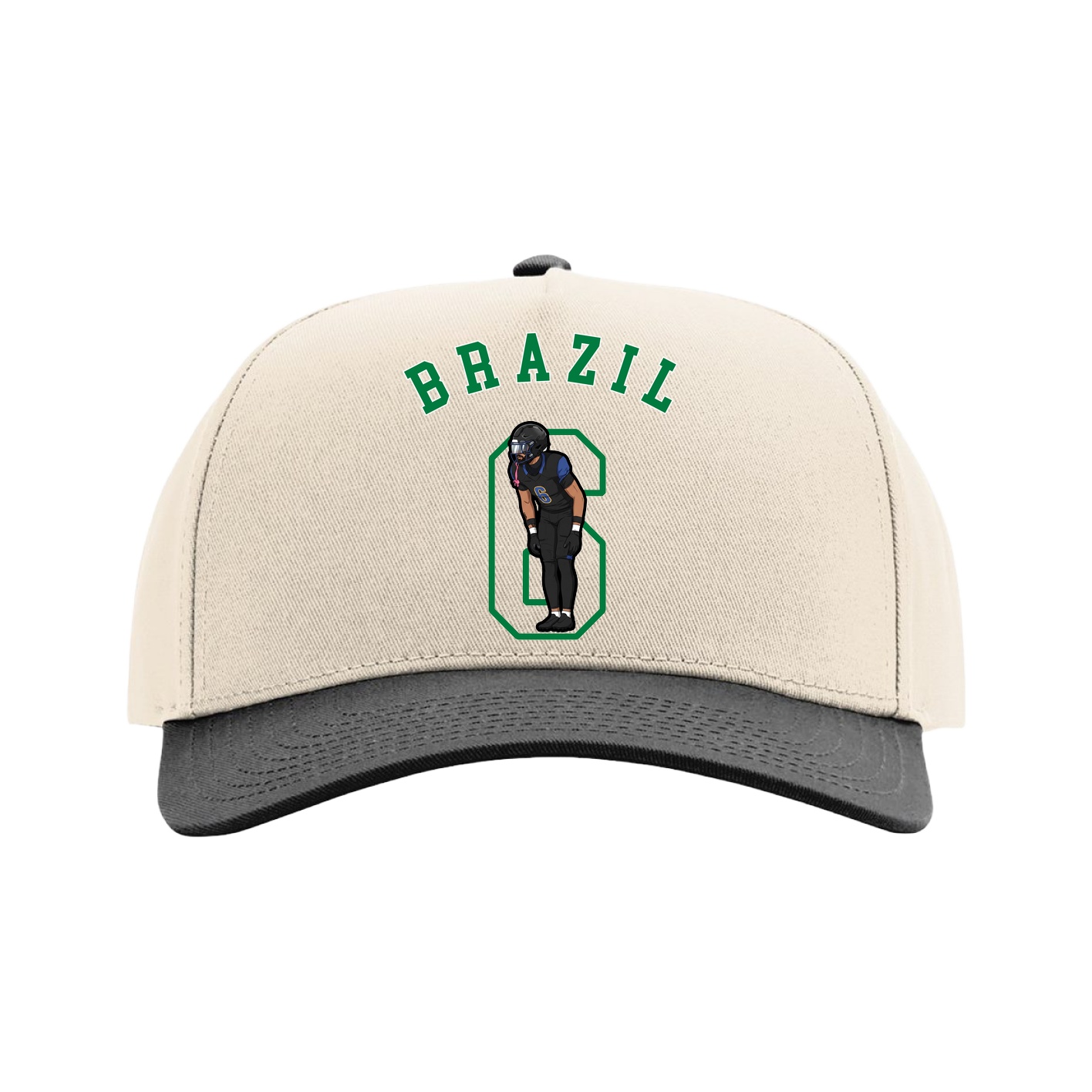 Full Fabric Five-Panel Champ Cap — Shirsey Arch in Cream/Black