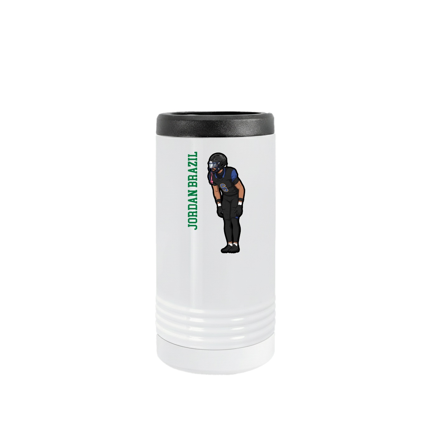 Slim Beverage Holder — Name Vertical in White
