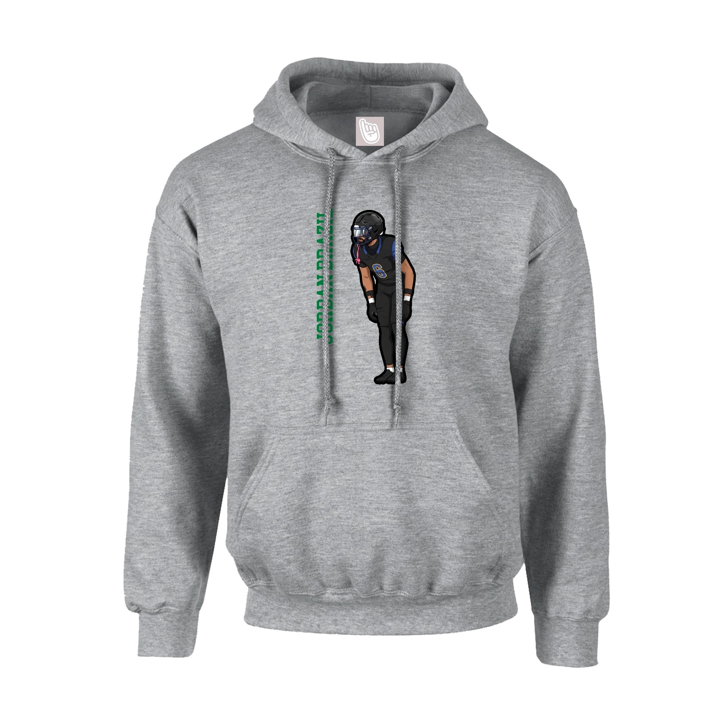 Hoodie — Name Vertical in Grey