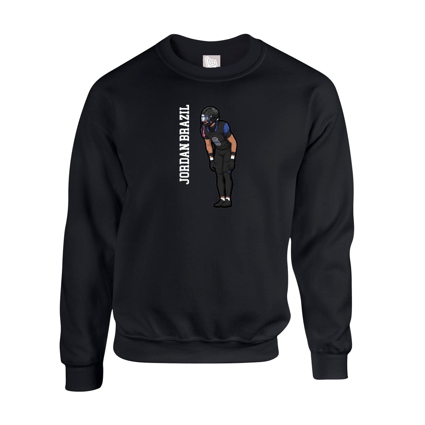Fleece Crew — Name Vertical in Black