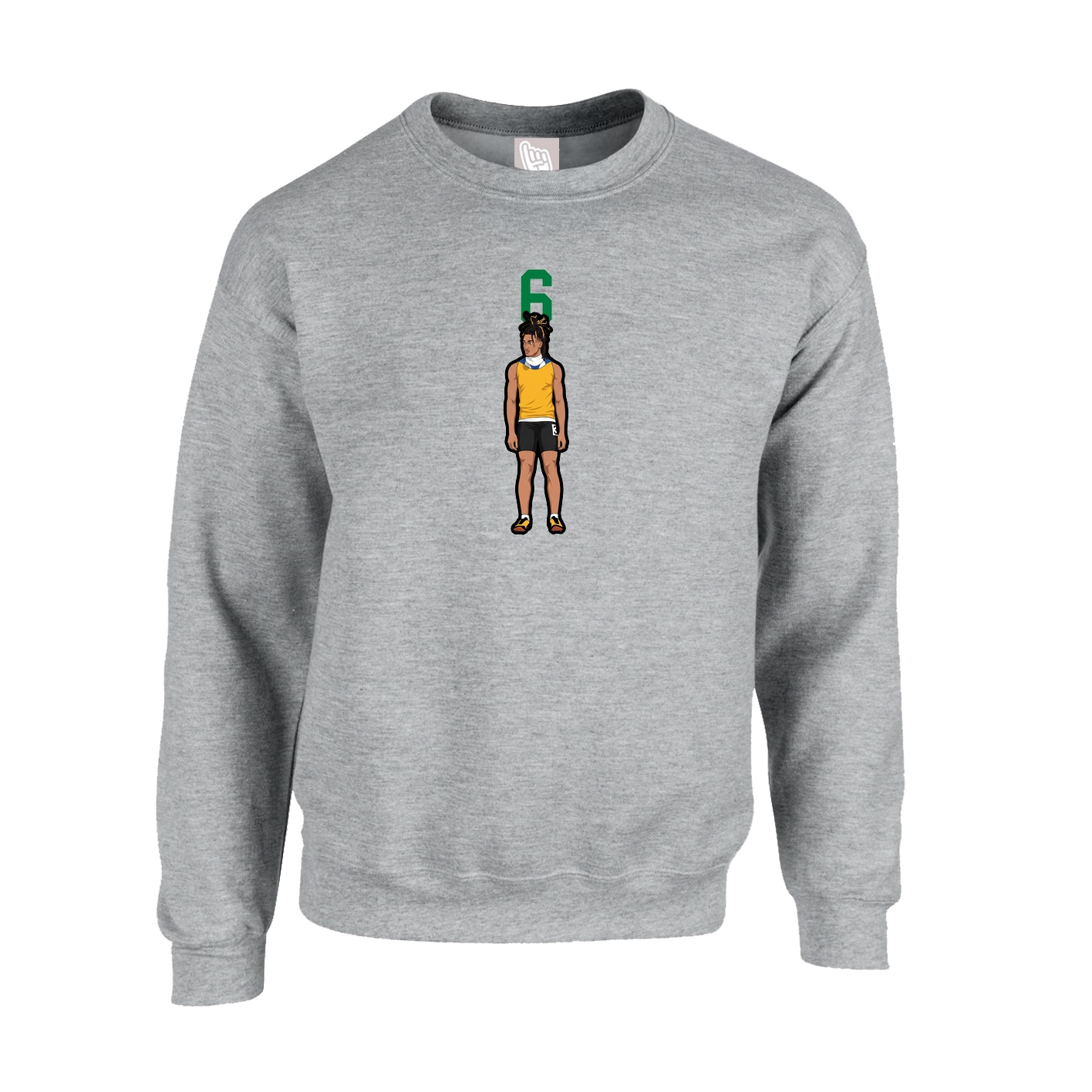 Fleece Crew — Number Top in Grey