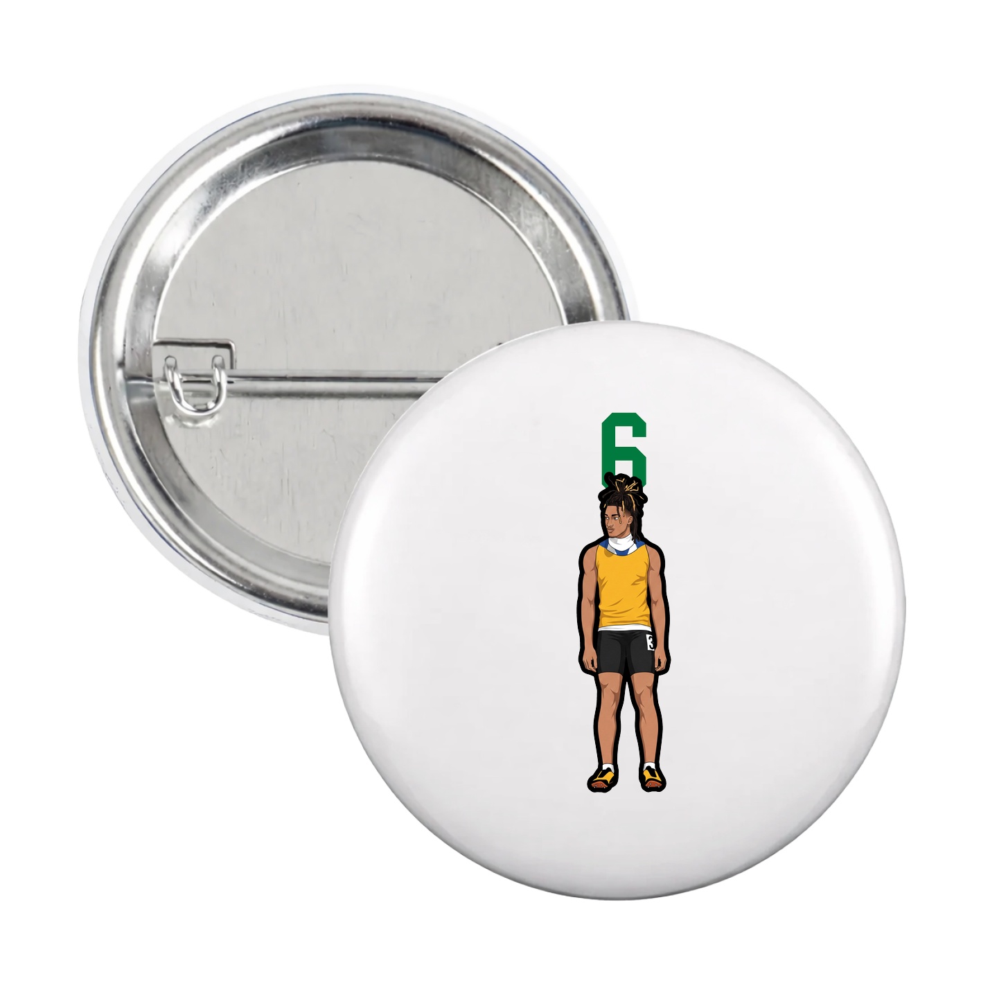 Game Day Button — Number Top in White