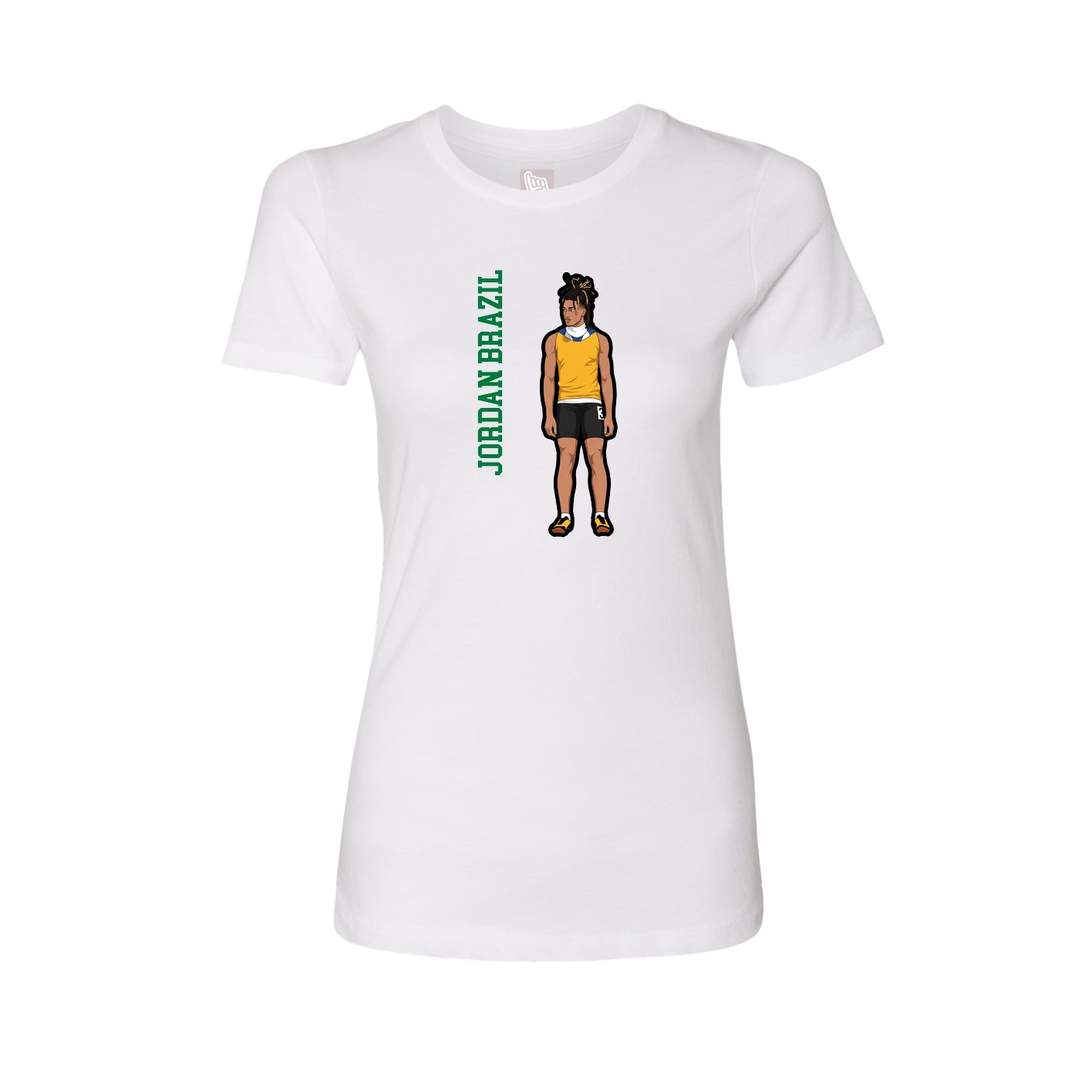 Fitted Women's Tee — Name Vertical in White