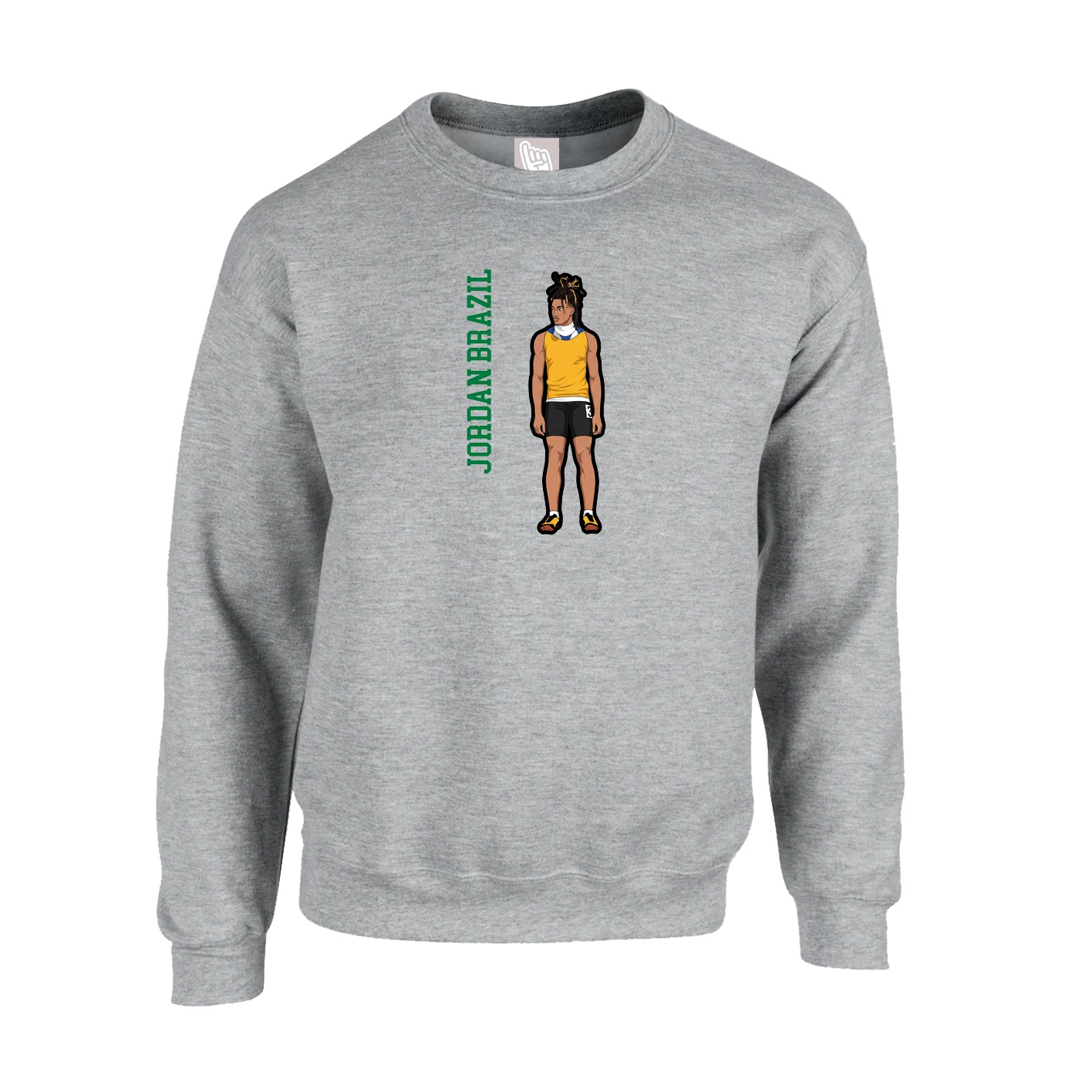 Fleece Crew — Name Vertical in Grey