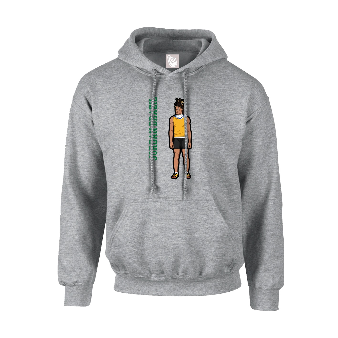 Youth Hoodie — Name Vertical in Grey