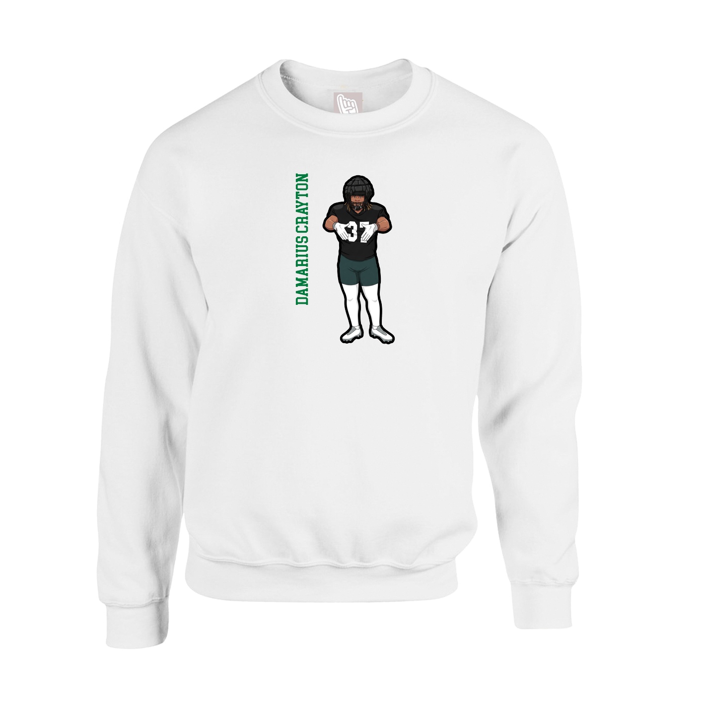 Fleece Crew — Name Vertical in White