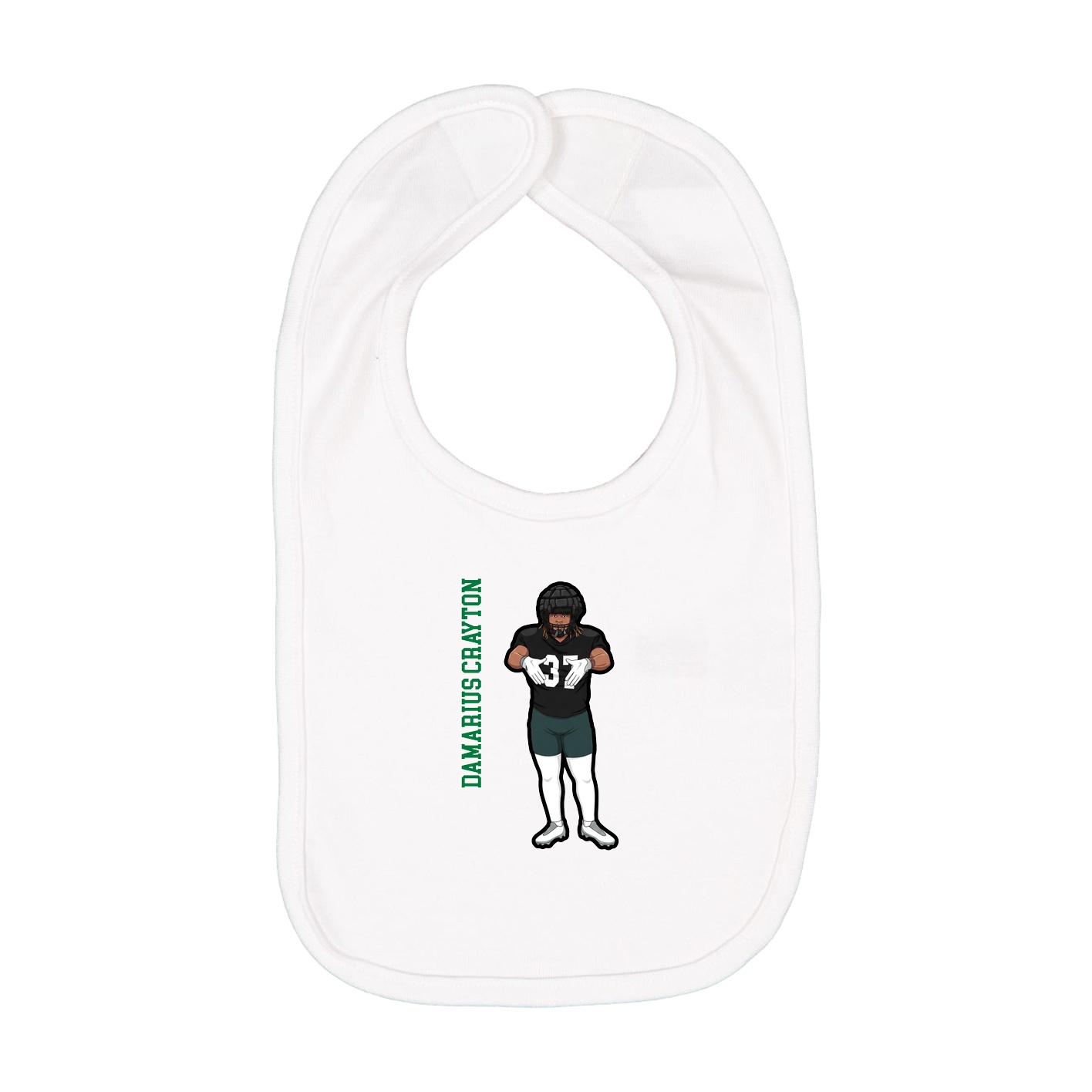 Infant Bib — Name Vertical in White
