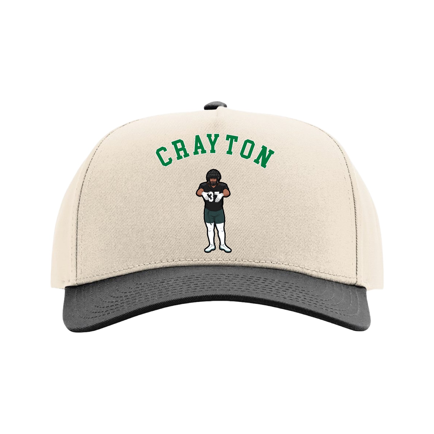 Full Fabric Five-Panel Champ Cap — Shirsey Arch in Cream/Black