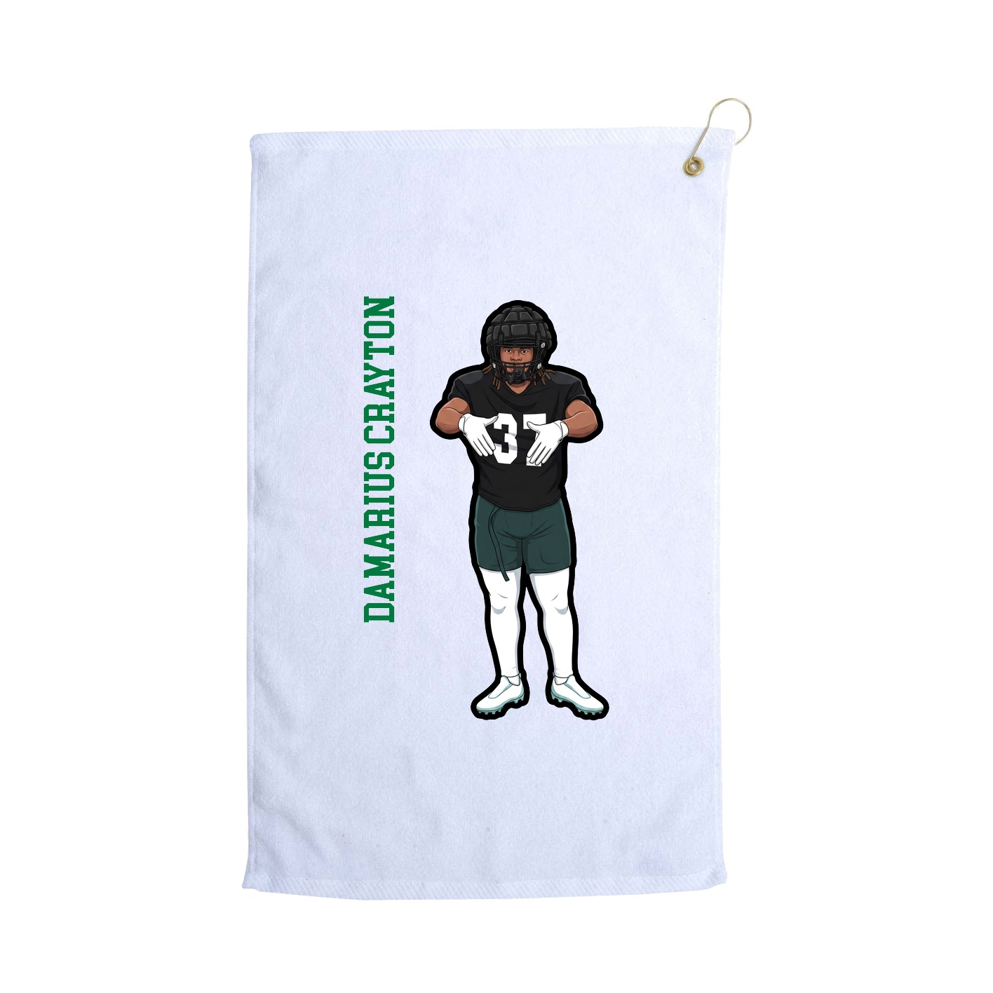 Golf Towel — Name Vertical in White