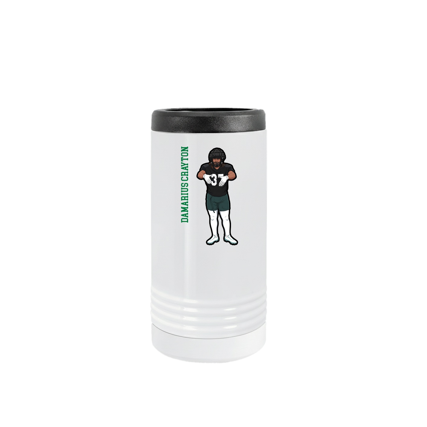 Slim Beverage Holder — Name Vertical in White