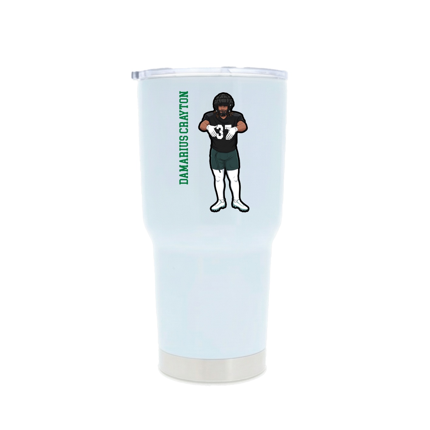 30oz Stainless Steel Tumbler — Name Vertical in White