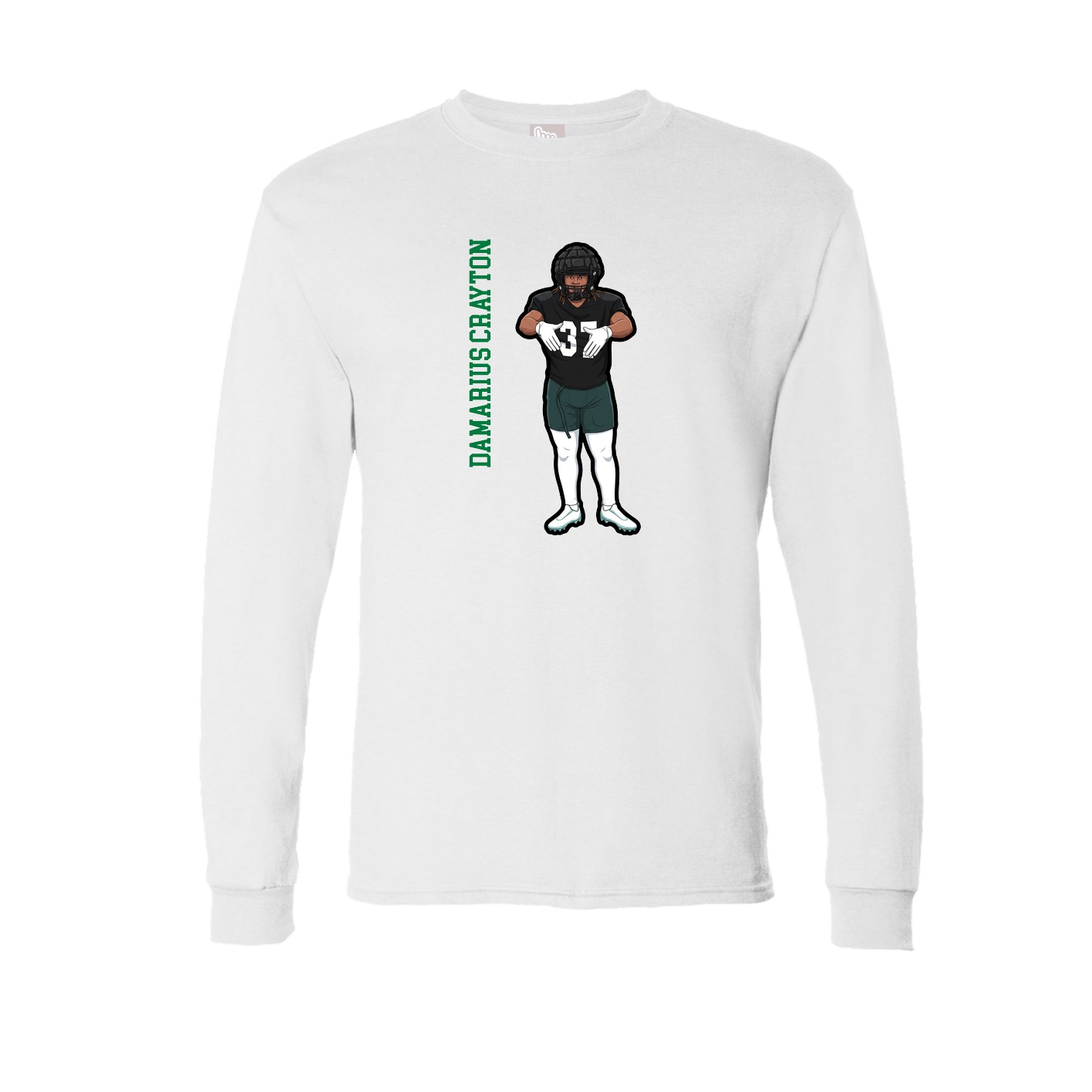 Long Sleeve Tee — Name Vertical in White