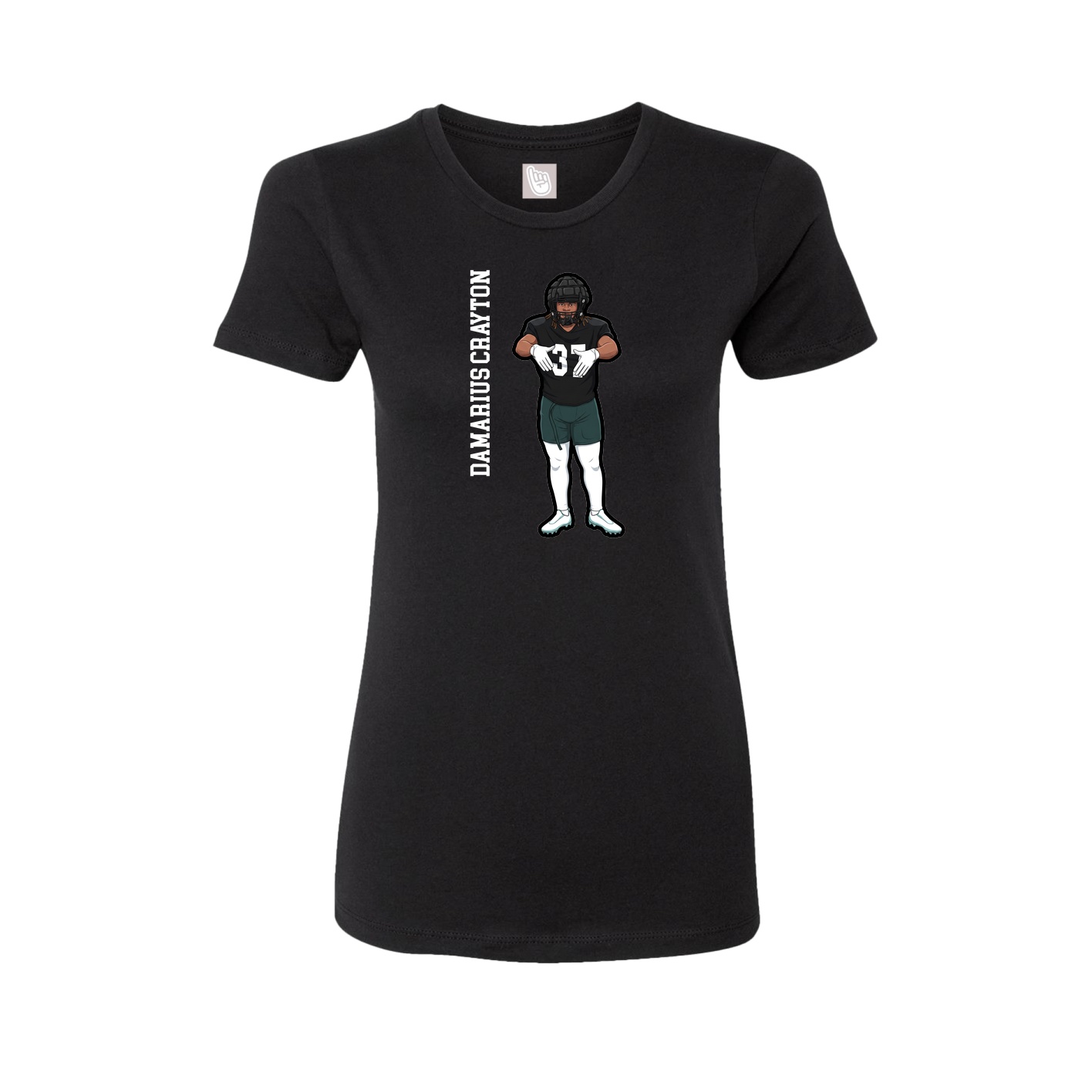 Fitted Women's Tee — Name Vertical in Black