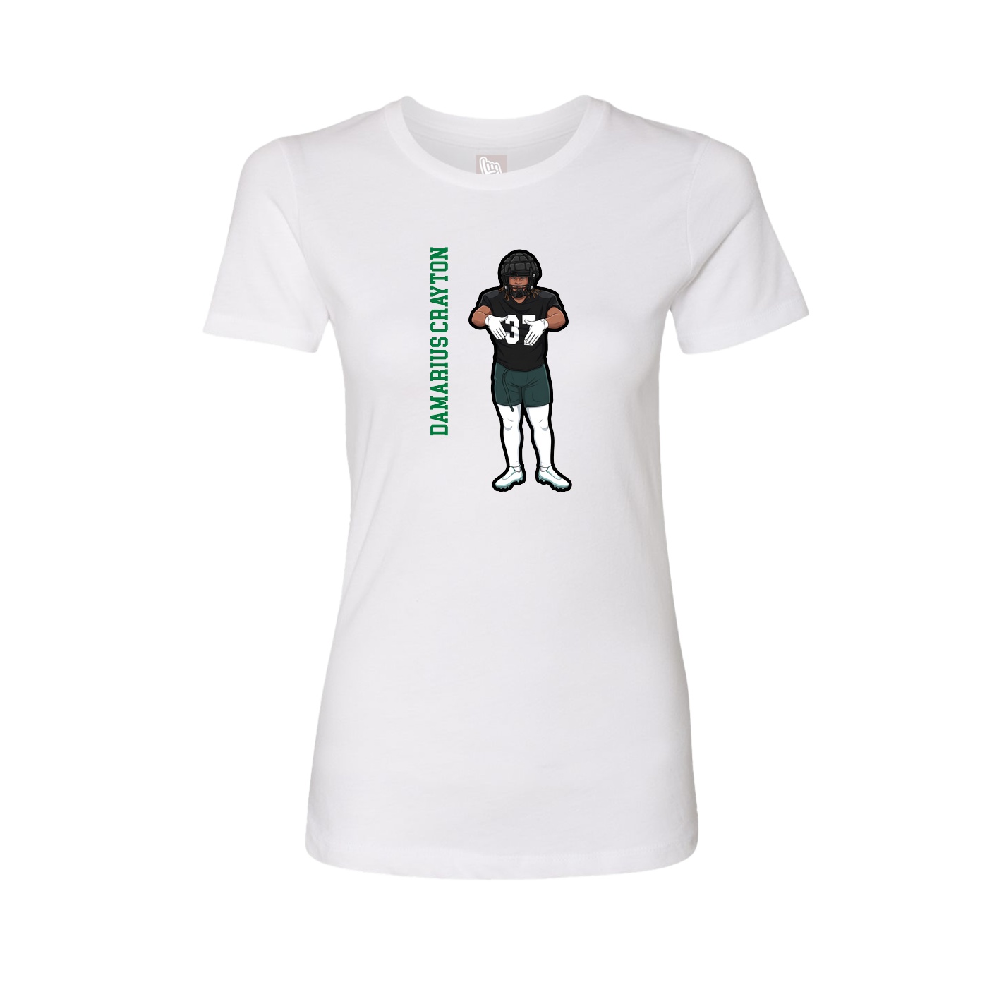 Womens Tee — Name Vertical in White