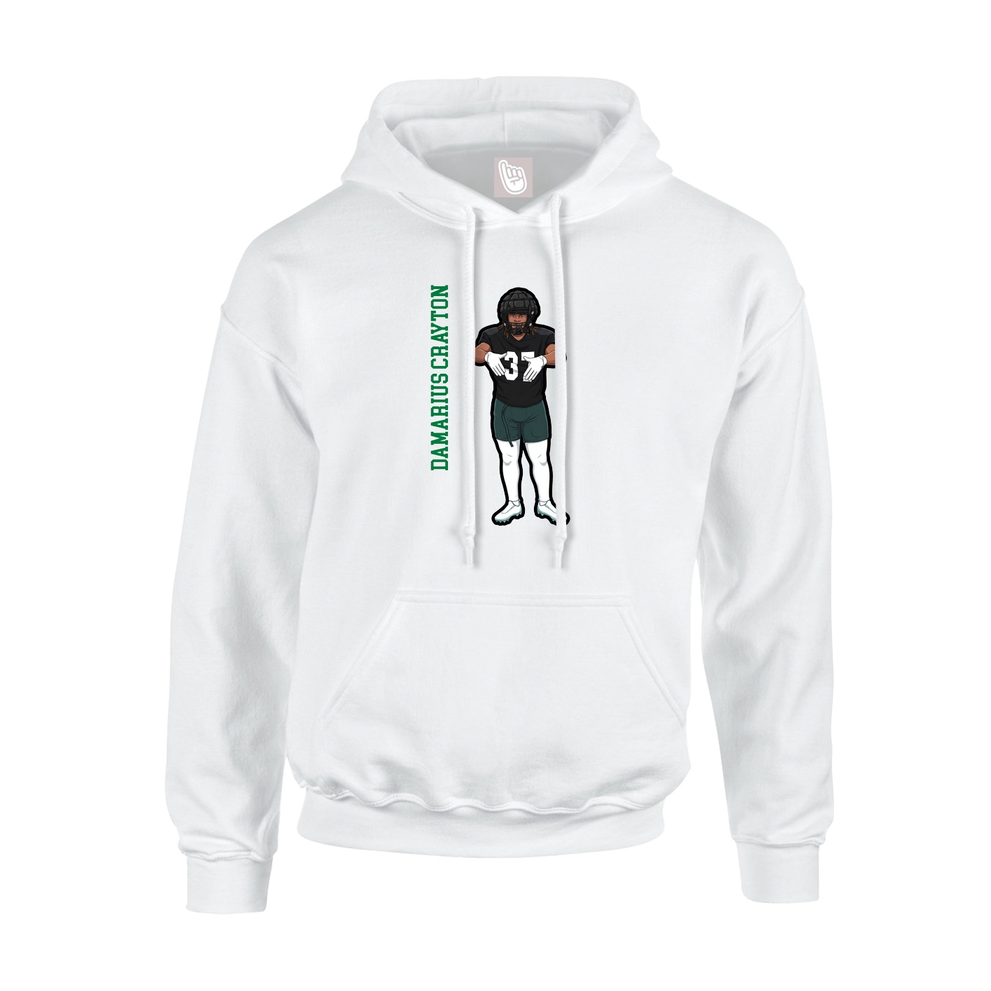 Youth Hoodie — Name Vertical in White