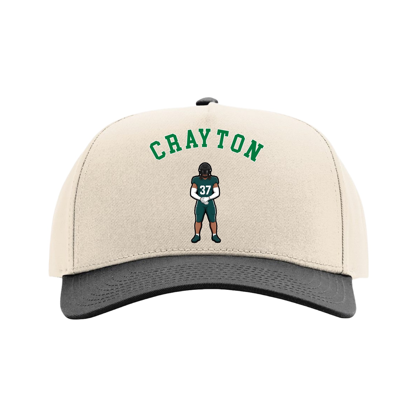 Full Fabric Five-Panel Champ Cap — Shirsey Arch in Cream/Black