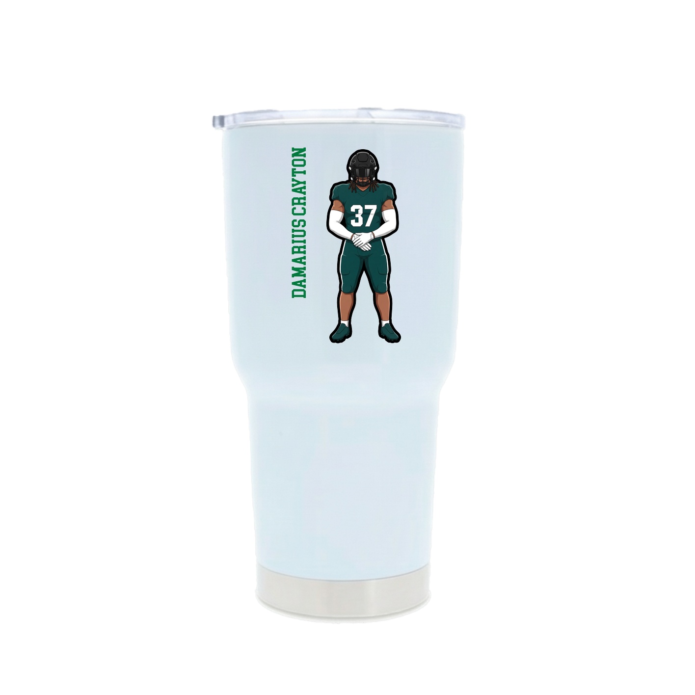 30oz Stainless Steel Tumbler — Name Vertical in White