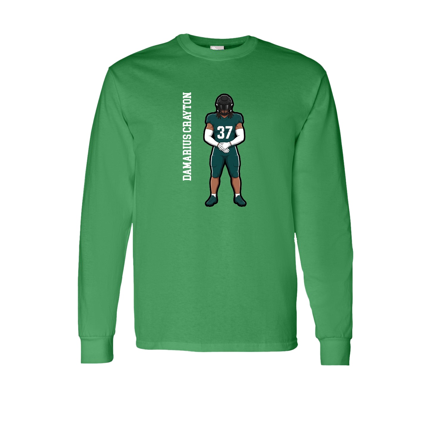 Long Sleeve Tee — Name Vertical in Green