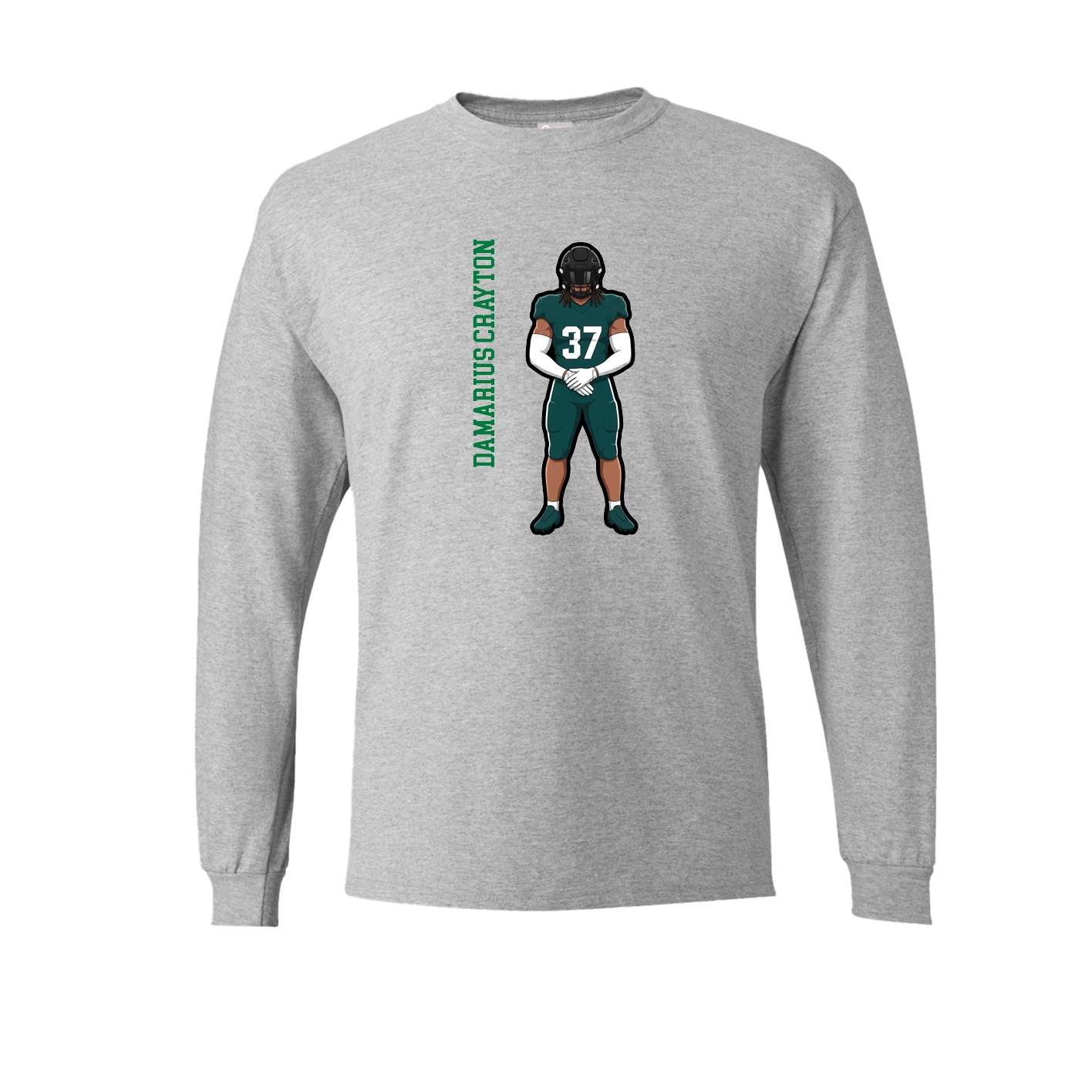 Long Sleeve Tee — Name Vertical in Grey