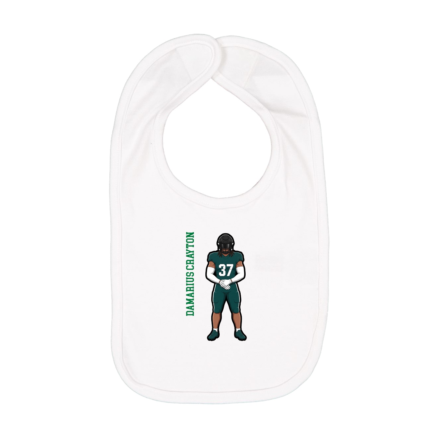 Infant Bib — Name Vertical in White
