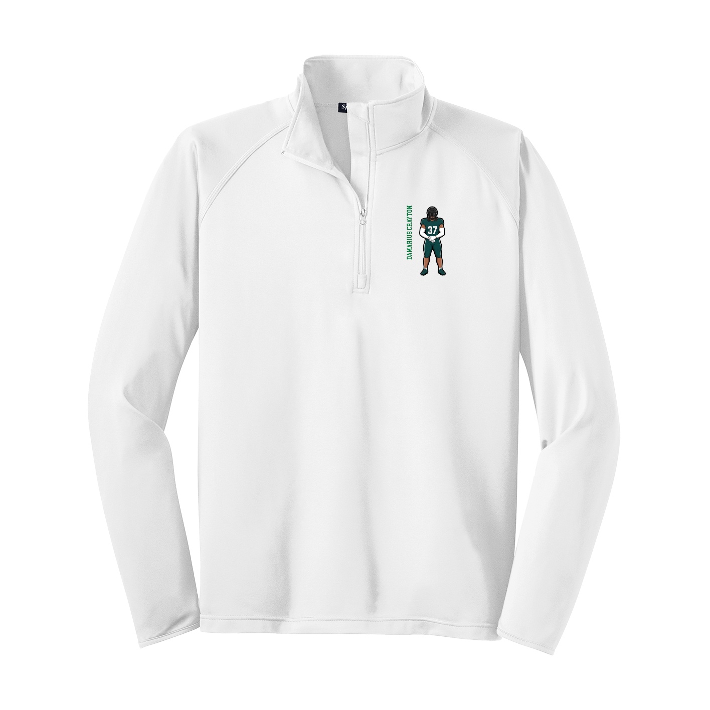 Q-Zip Pullover — Name Vertical in White