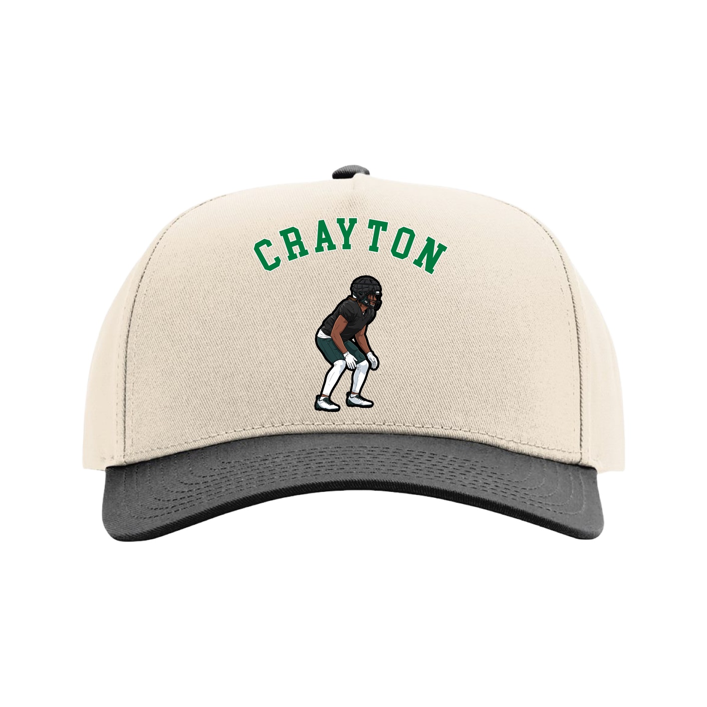 Full Fabric Five-Panel Champ Cap — Shirsey Arch in Cream/Black