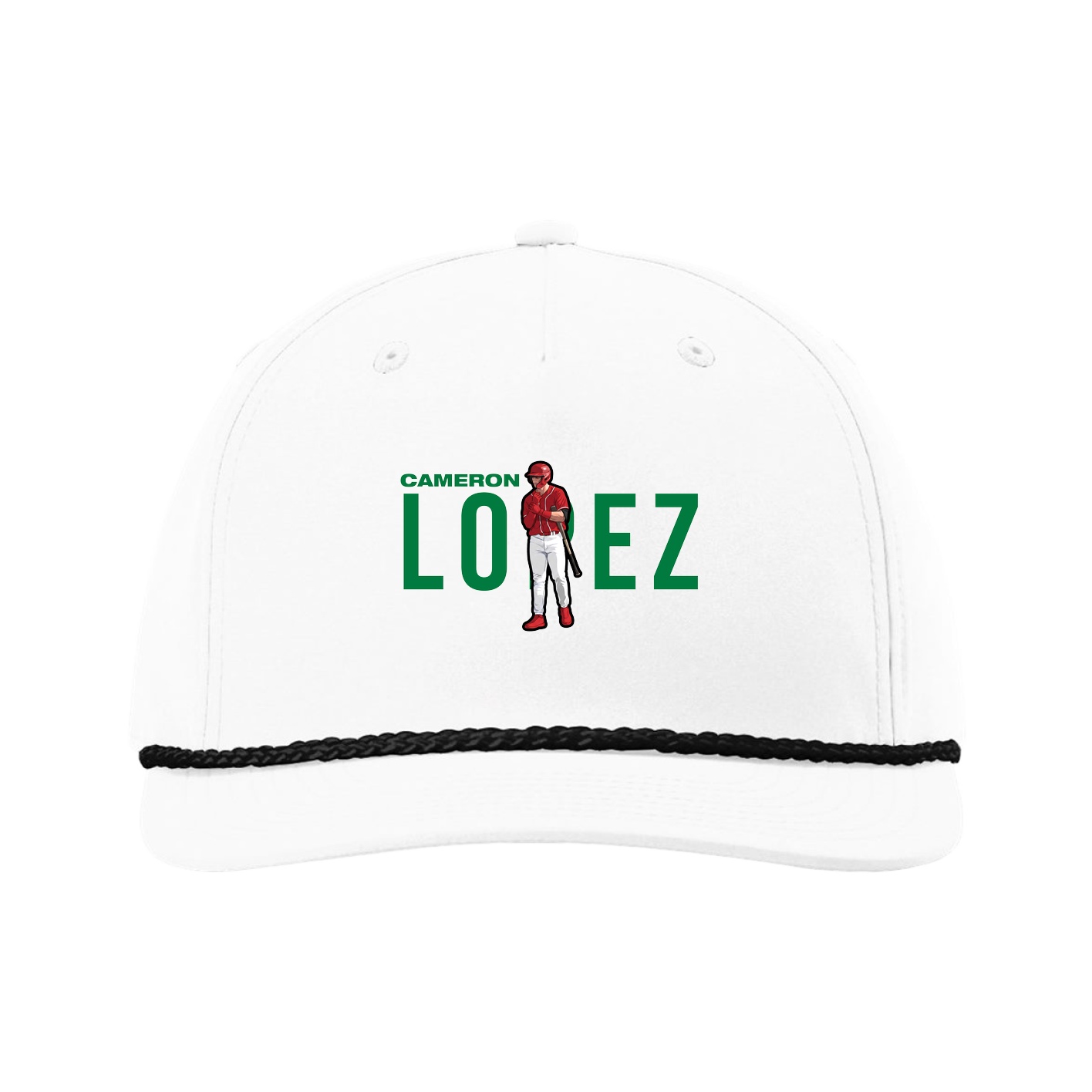 Five-Panel Classic Rope Cap — Player Name in White