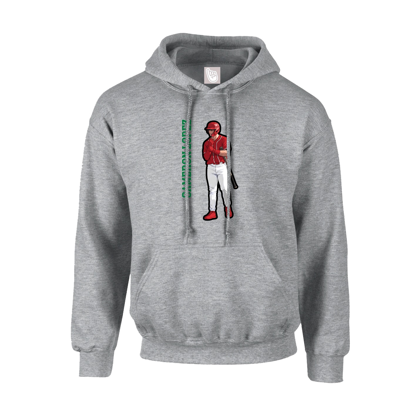Hoodie — Name Vertical in Grey