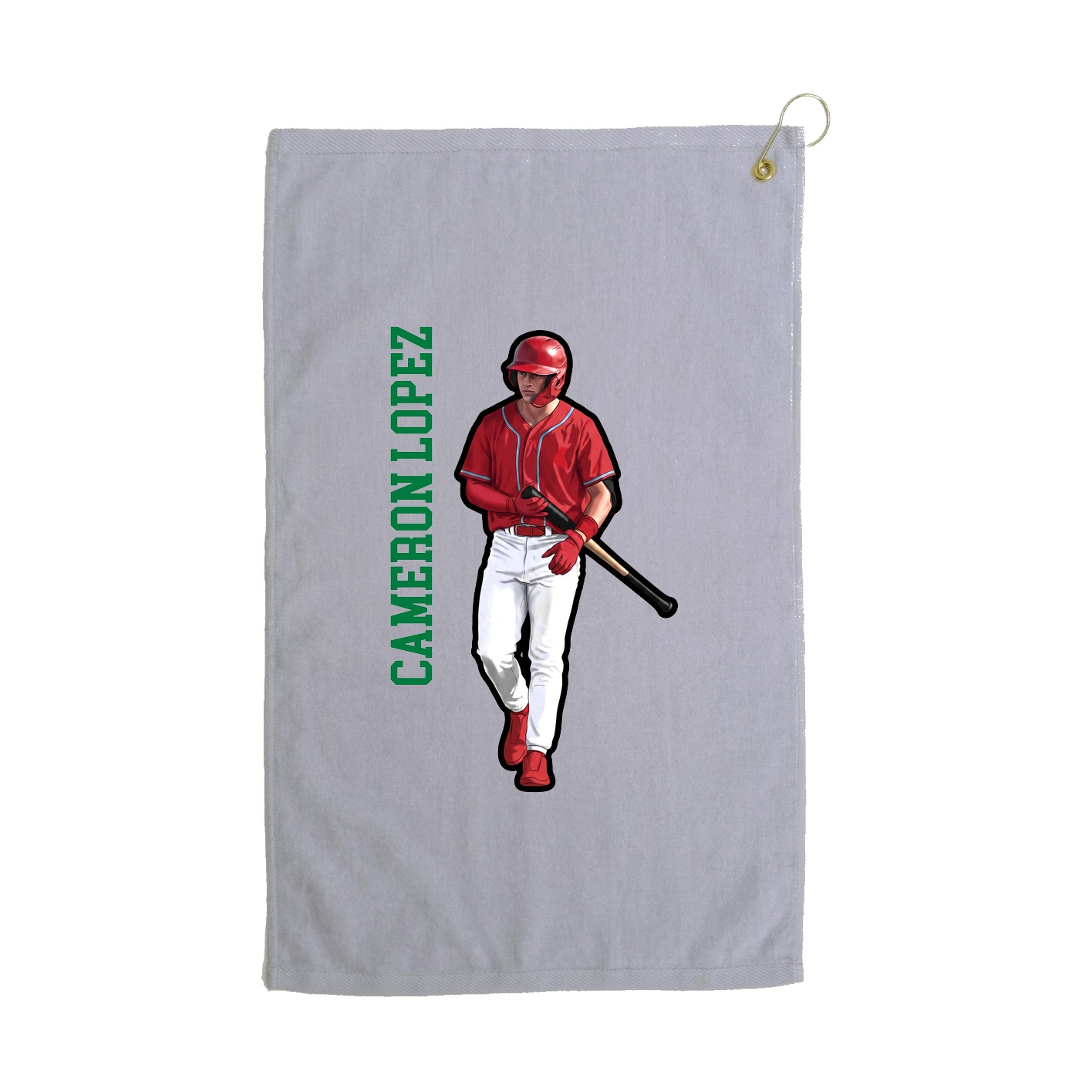 Golf Towel — Name Vertical in Grey