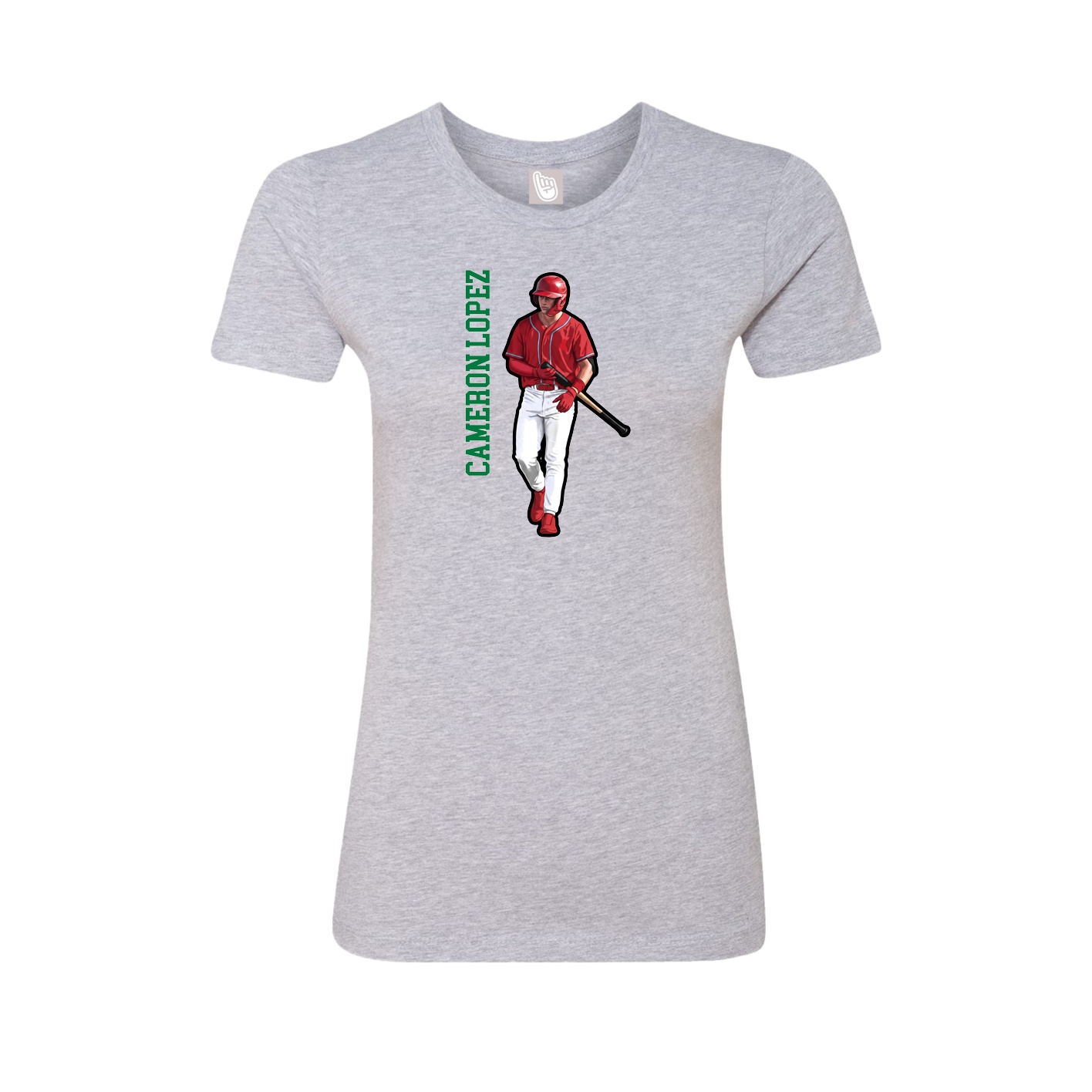Fitted Women's Tee — Name Vertical in Grey