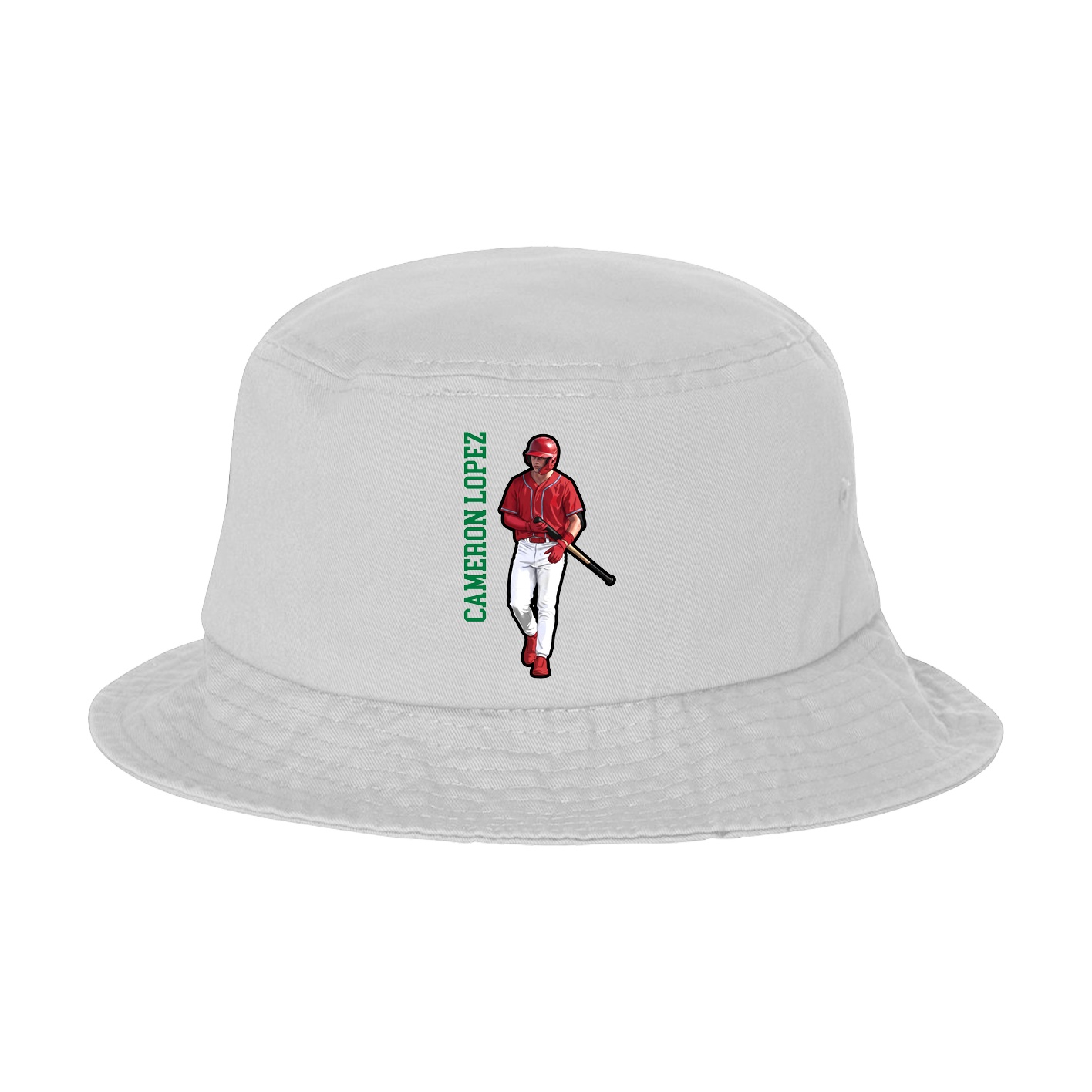 Bucket Cap — Name Vertical in White