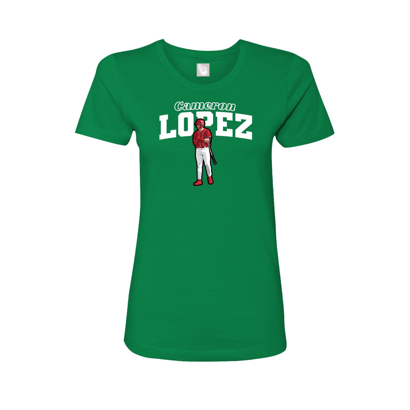 Fitted Women's Tee — Name Arch in Green