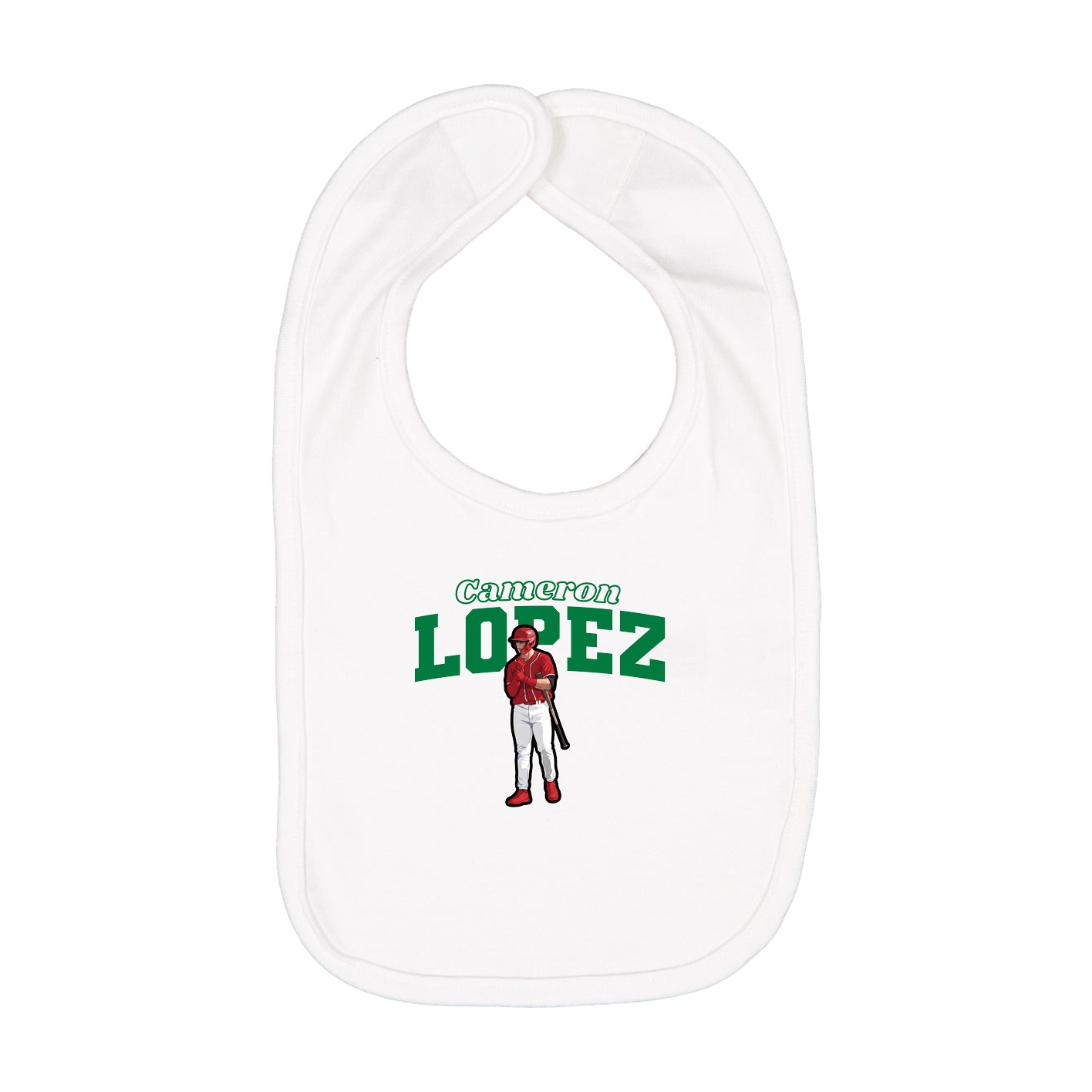 Infant Bib — Name Arch in White
